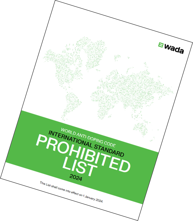 Cover der Verbotsliste der WADA mit dem Schriftzug: International Standard - Prohibited List 2024