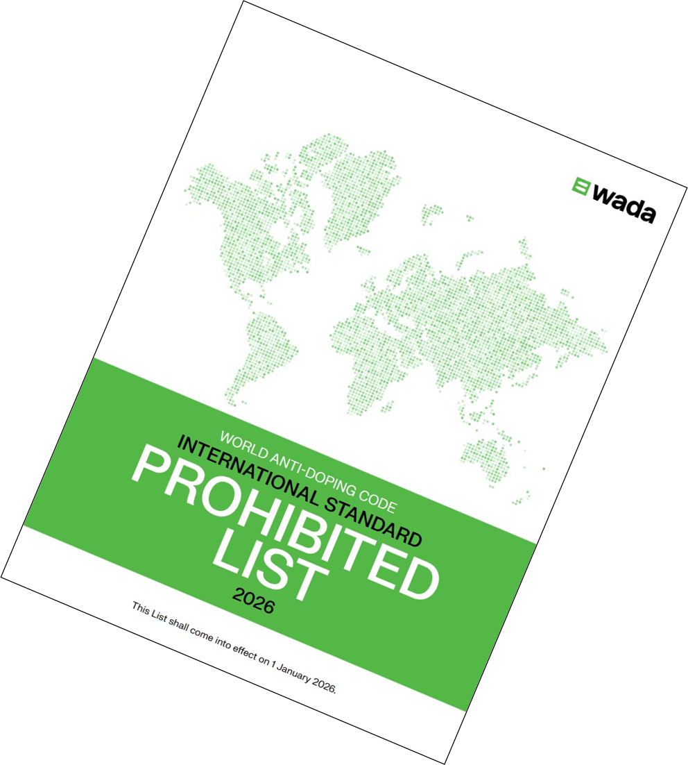 Cover der Verbotsliste der WADA mit dem Schriftzug: International Standard - Prohibited List 2026